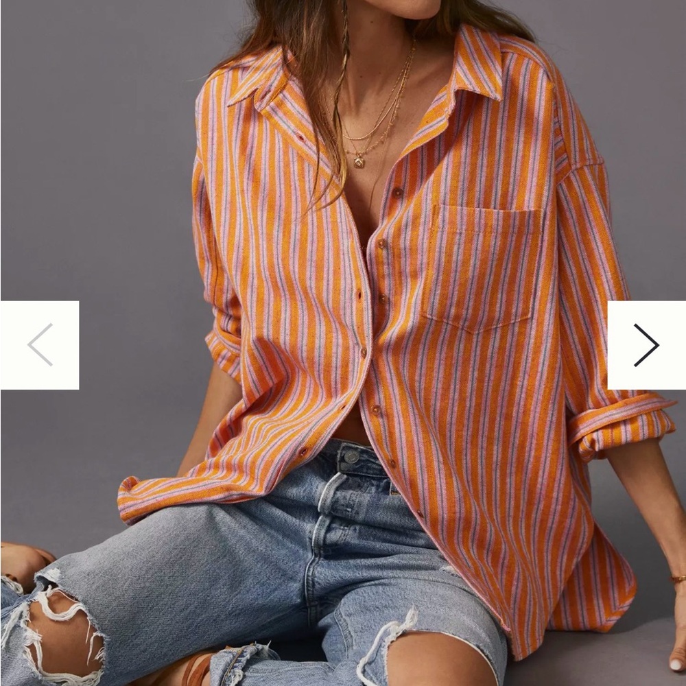 Anthropologie Pilcro Striped Button Down Shirt Women’s Small—Very Oversized